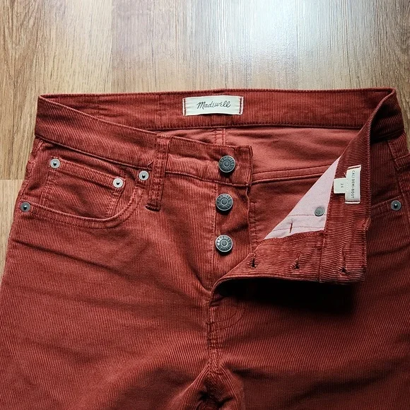 Madewell Cali-Demi boot corduroy pants front button closure size 26 - Picture 5 of 13